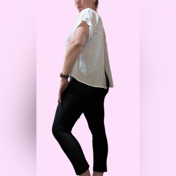 ⚫️ BCBG Sheer Tuxedo Split-Back Shirt - Picture 8 of 10